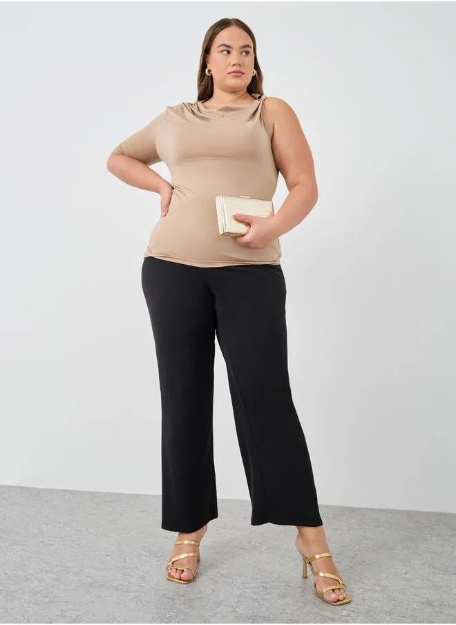 ستايلي Styli Plus Size Solid One Sleeve Top