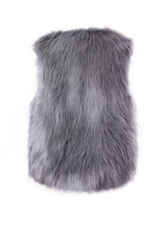 Loquat Women's Imitation Fox Fur Warm Vest Grey  - Image 2