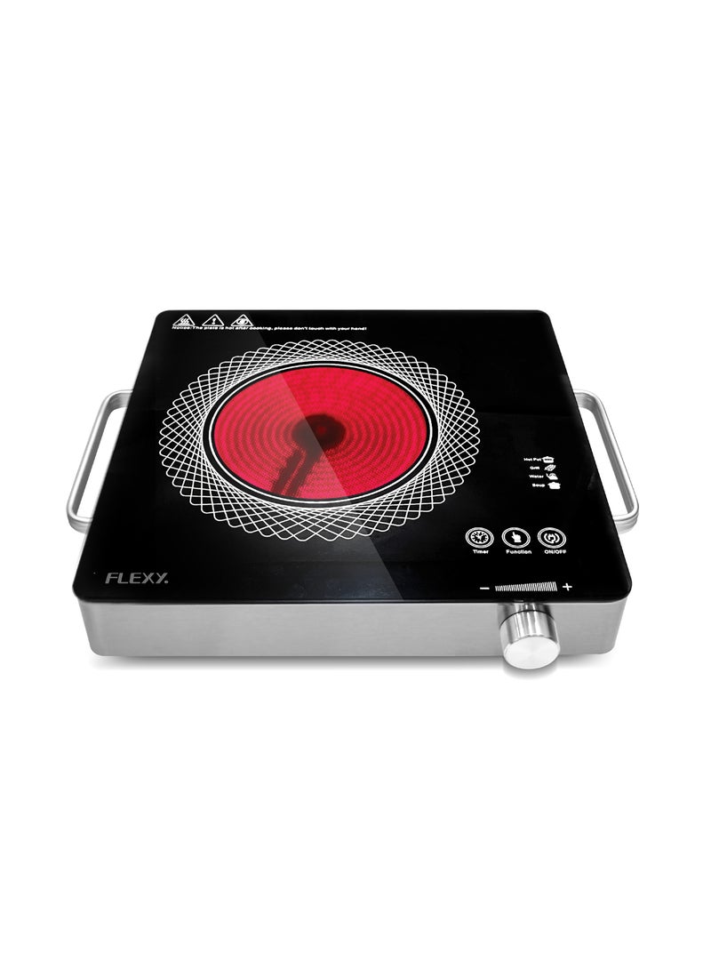 Flexy "Flexy 2000W Infrared Cooker – Ceramic Heating, Touch Control, Adjustable Timer & Watts, Preset Menus, Digital Display, Stainless Steel, 2-Year Warranty"  - Image 1