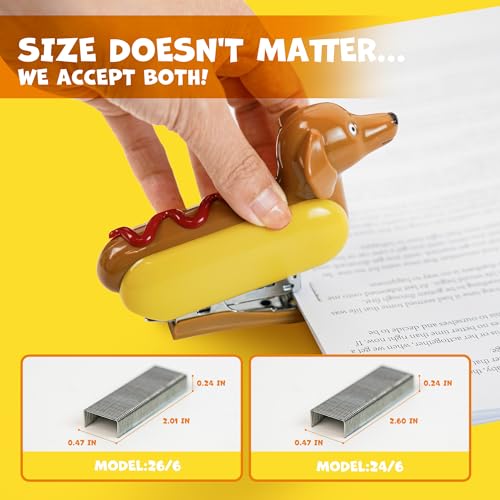 YOBRO Mini Stapler for Kids Students Novelty Hotdog Desktop Stapler with 1000PCS Staples 12 Sheets Capacity Stationery Animal Stapler for Home Office Stocking Stuffers for Kids - Image 4