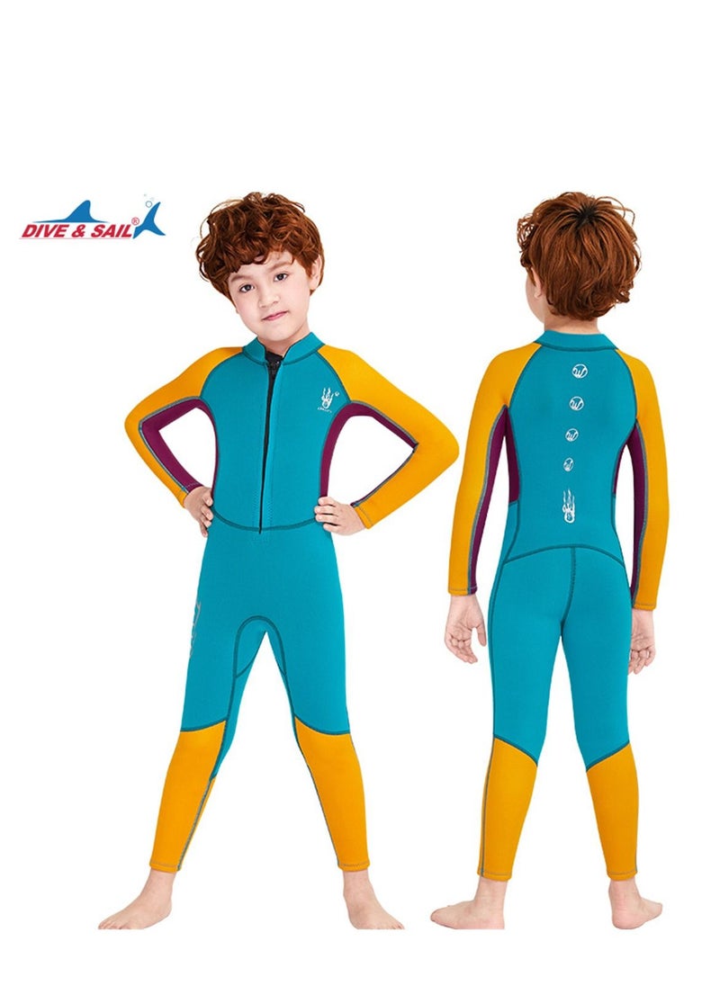 DIVE & SAIL 2Pcs Children's Wetsuit 2.5mm One-piece Thickened Warm Swimsuit Long-sleeved Cold Swimsuit Multicolour  - Image 2