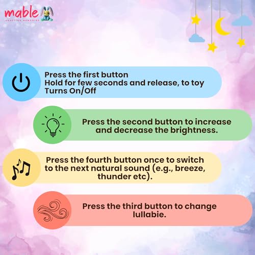 Mable Dreamlight Unicorn Baby Soft Sleeping Companion Toy with Music & Projector, Plush Unicorn Soothing Light Toy for Infants & Toddlers - Image 3
