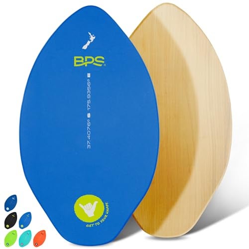 BPS 'Shaka' 35 Inch Skim Board - Epoxy Coated Wood Skimboard with EVA Pads - No Wax Needed - Beginner to Advanced - Medium Skimboard (Black) - Image 1