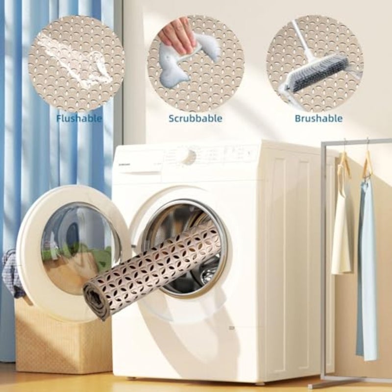 Bathtub Mat Non-Slip Rubber Shower Mat with Drain Holes Suction Cups, Quick Drain Easy Cleaning, Bath Mat for Shower Tub and Shower Stall and Bathroom, Machine Washable, 15.74"×27.55" Grey - Image 5