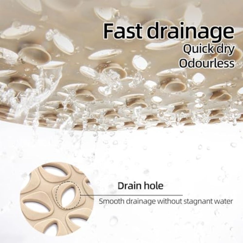 Bathtub Mat Non-Slip Rubber Shower Mat with Drain Holes Suction Cups, Quick Drain Easy Cleaning, Bath Mat for Shower Tub and Shower Stall and Bathroom, Machine Washable, 15.74"×27.55" Grey - Image 3