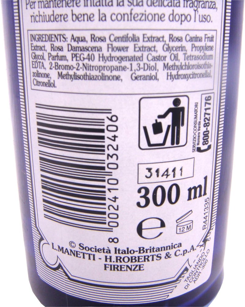 Borotalco Manetti Roberts Acqua Distillata Alle Rose - Triple Distilled Rose Water 300 ml