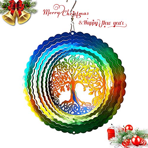 FONMY Stainless Steel Wind Spinner Worth Gift Indoor Outdoor Garden Decoration Crafts Ornaments,6 Inch Multi Color Tree of Life Wind Spinners - Image 2