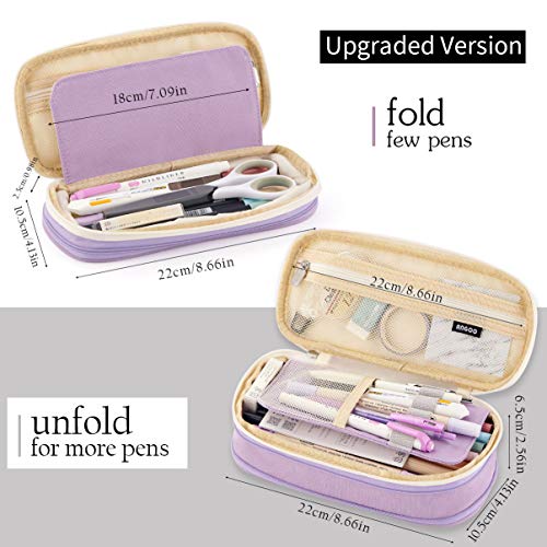 EASTHILL Big Capacity Pencil Pen Case Office College School Large Storage High Capacity Bag Pouch Holder Box Organizer Blue (Purple) - Image 4