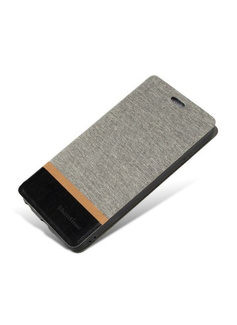 For Tecno Pouvoir 4 Phone Case Flip Phone Leather Case TPU Pudding Case Soft Case-color:11-Gray-canvas Three-piece Voltage-Applicable Models:Tecno Pouvoir 4 Pro