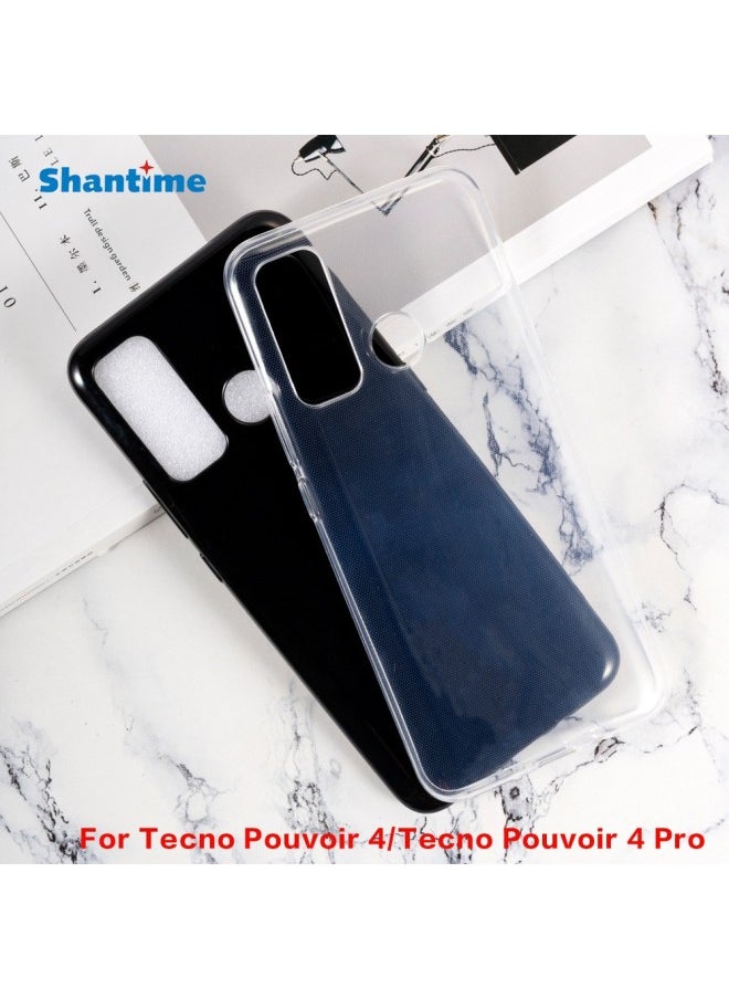 For Tecno Pouvoir 4 Phone Case Flip Phone Leather Case TPU Pudding Case Soft Case-color:11-Gray-canvas Three-piece Voltage-Applicable Models:Tecno Pouvoir 4 Pro