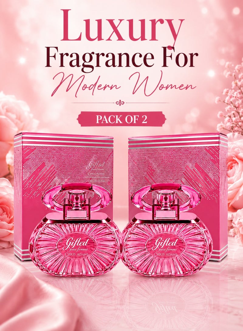 chris adams Pack of 2 Gifted Pour Femme Eau De Parfum 100ML Long-Lasting Luxury Women's Perfume Duo Gift Set - Image 1