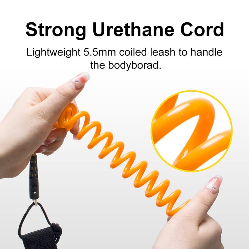 WOOWAVE Bodyboard Leash Wrist Surf Leash Coiled Bodyboarding Leash Premium Coil Body Board Leash with Plug - Image 2