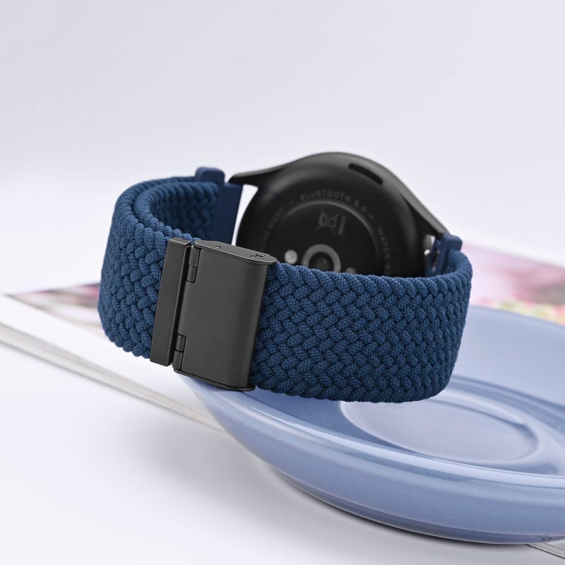 WOCCI 19mm Braided Nylon Watch Band for Men and Women, Quick Release, Black Stainless Steel Buckle (Blue) - Image 2