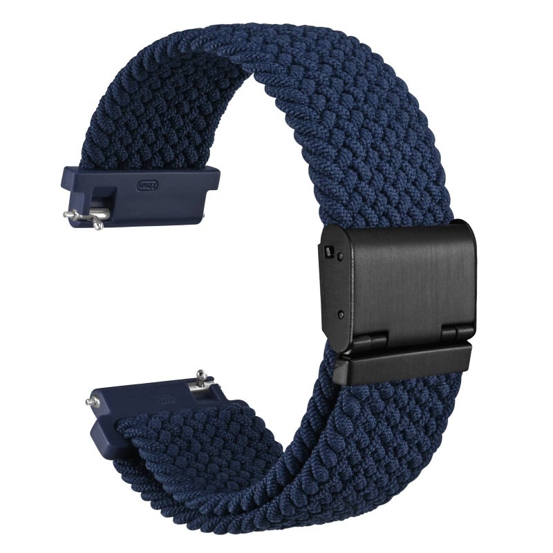 WOCCI 19mm Braided Nylon Watch Band for Men and Women, Quick Release, Black Stainless Steel Buckle (Blue) - Image 1