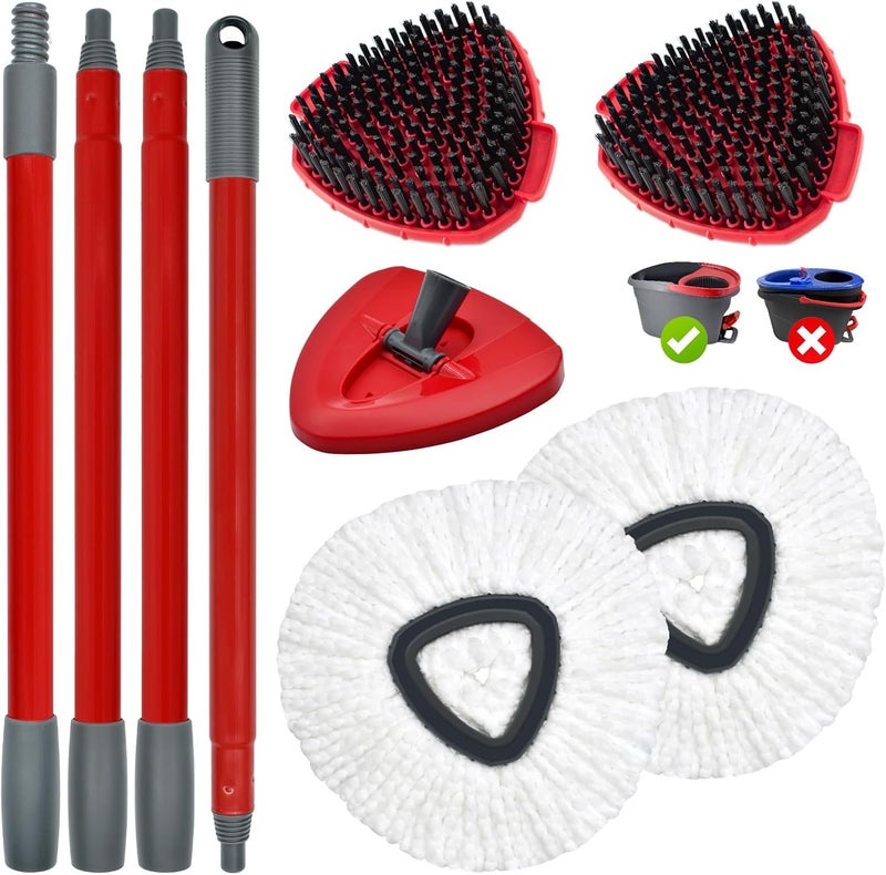 Heuihm Spin Mop Head Replacement,Iron Spin Handle,Brush and Base Compatible with O Cedar EasyWring 1 Tank System,Microfiber Mop Refills and 30-58" Handle Combo Set to Floor Cleaning(White,1 Tank) - Image 1
