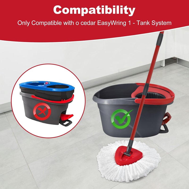 Heuihm Spin Mop Head Replacement,Iron Spin Handle,Brush and Base Compatible with O Cedar EasyWring 1 Tank System,Microfiber Mop Refills and 30-58" Handle Combo Set to Floor Cleaning(White,1 Tank) - Image 2