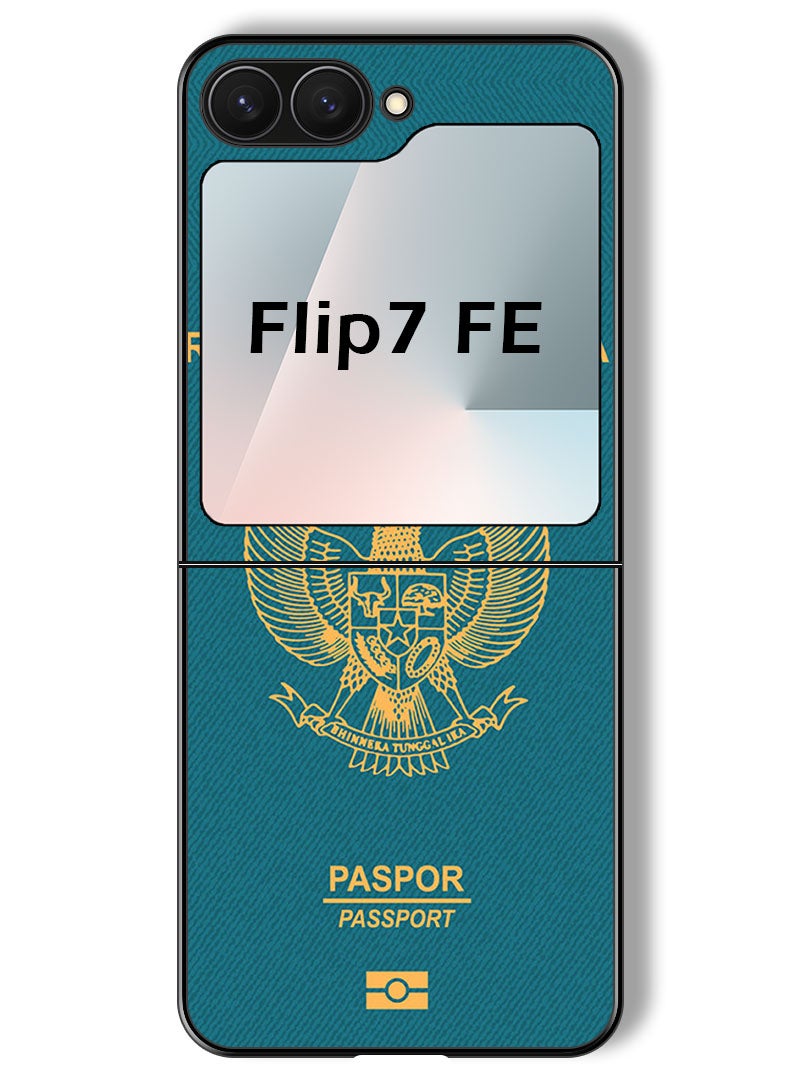Theodor Case Compatible with Samsung Galaxy Z Flip 7 FE 6.7 Inch Protection Shockproof Bumper Cover Indonesia Passport - Image 1