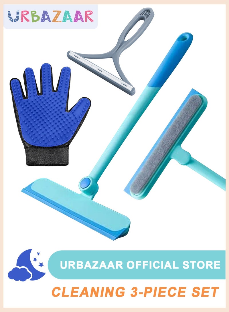URbazaar 3 in 1 Carpet rake Kit for Pet Hair Removal - Reusable Pet Hair Remover broom 38"Adjustable Handle,Handheld Brush,Pet Grooming Glove,Carpet Scraper,Dog & Cat Hair Remover Tool for Rugs,Couch,Fumiture - Image 1