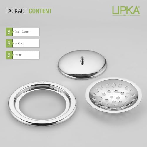 LIPKA 5 Inches Premium Stainless Steel Saturn Round Classic Jali with Lid, Floor Water Drain, Grating Trap Cover for Bathroom - Rust-Free, Gloss Finish, Corrosion-Resistant, Durable Silver - Image 4