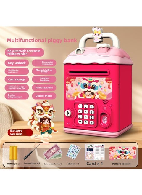 Can't Get In And Out Of The Year Piggy Bank Only Boys Password Box Kulomi Savings Girls Children Can Access Free Shipping-Color:Guochao Lion Awakening☀Password Key Unlock Without Automatic Banknote Rolling☀Battery Version