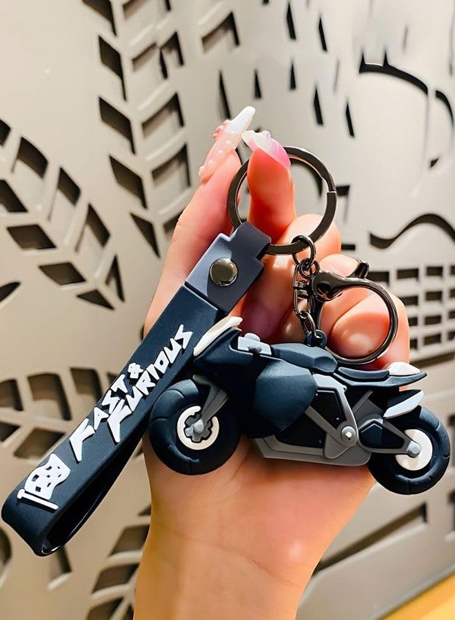 FowWelt سلسلة مفاتيح بشخصيات كرتونية من FowWelt للبنات والأولاد - إكسسوارات حلقات مفاتيح سيليكون لطيفة | محفظة مفاتيح، حقيبة ظهر، زينة سيارة | خفيفة الوزن ومتينة (أسود للدراجات) - Image 3