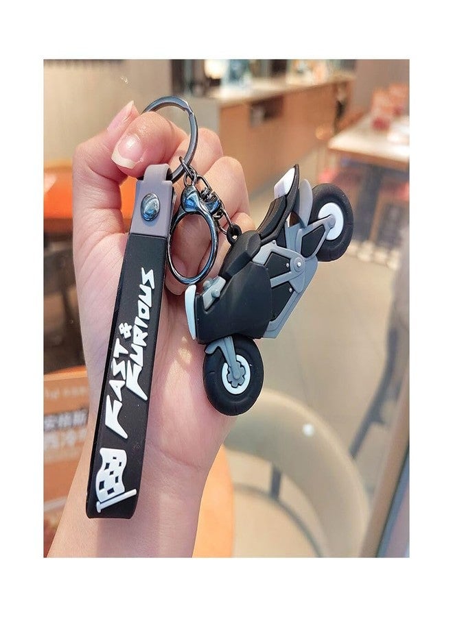 FowWelt سلسلة مفاتيح بشخصيات كرتونية من FowWelt للبنات والأولاد - إكسسوارات حلقات مفاتيح سيليكون لطيفة | محفظة مفاتيح، حقيبة ظهر، زينة سيارة | خفيفة الوزن ومتينة (أسود للدراجات) - Image 4