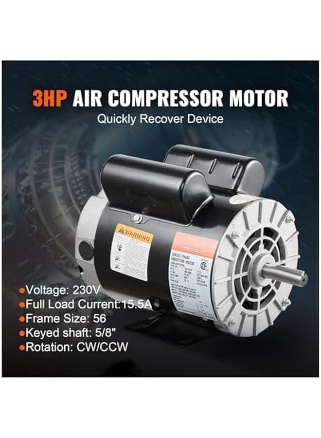 3HP 230V Single Phase Electric Motor 3450RPM 56 Frame CW CCW For Industrial Equipment - Image 3