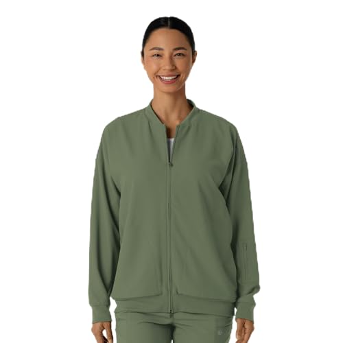 WINK Women's Bomber Scrub Jacket - Olive, L - Image 1