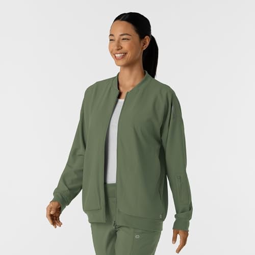 WINK Women's Bomber Scrub Jacket - Olive, L - Image 4