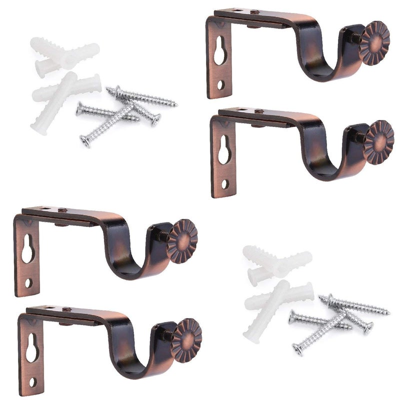 Alikeke Adjustable Curtain Rod Wall Bracket, Set of 4, Red Bronze, Premium Steel Drapery Rod Bracket for Walls - Image 1