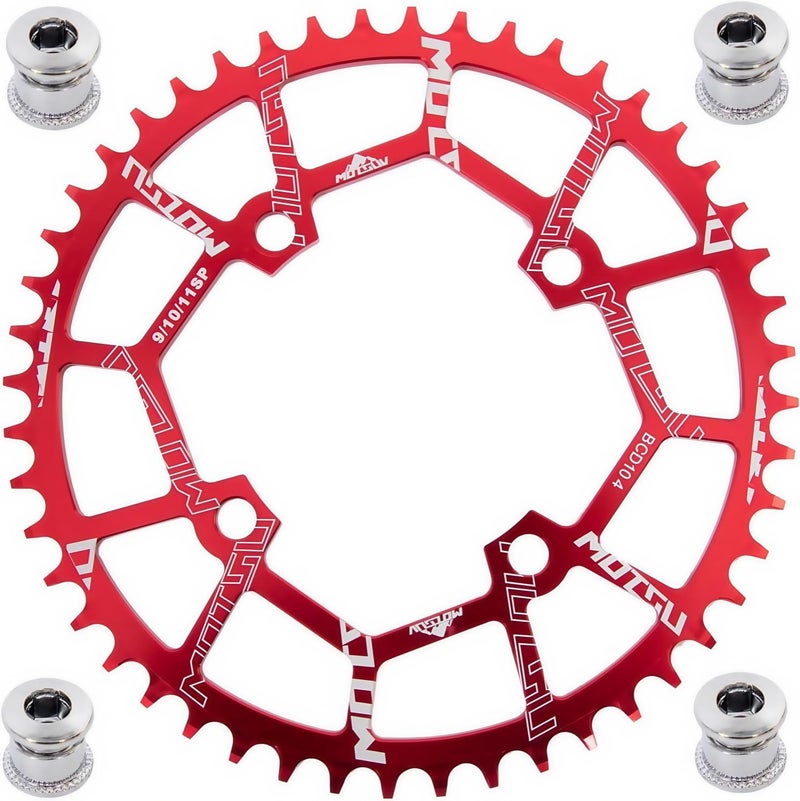 YBEKI ترس سلسلة Ybeki Pro-Grade 104Bcd (30-52T) مصنوع من الألومنيوم CNC 7075-T6، مناسب للدراجات الجبلية/الطرق، دائري بيضاوي الشكل | متوافق مع Shimano/Sram 8-11 سرعة | قوة 573 ميجا باسكال (أحمر دائري، 52T) - Image 1