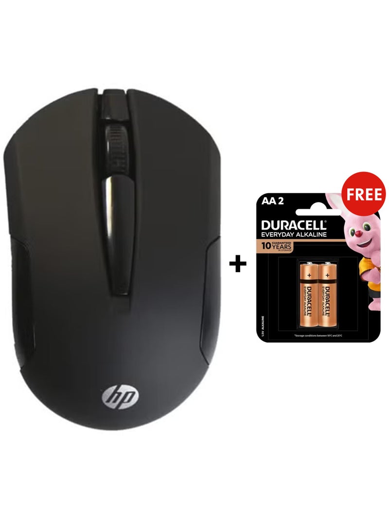 HP ماوس لاسلكي XS268 بتردد 2.4 جيجاهرتز، مع مستقبل صغير وبطاريات قلوية AA عادية - عبوة ذهبية من قطعتين - Image 1