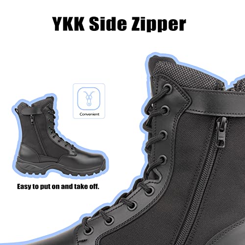 LUDEY Lightweight Military Tactical Boots for Men Durable YKK Side Zipper Police Army Combat Jungle Breathable Comfortable Duty Boots Black 6US - Image 3
