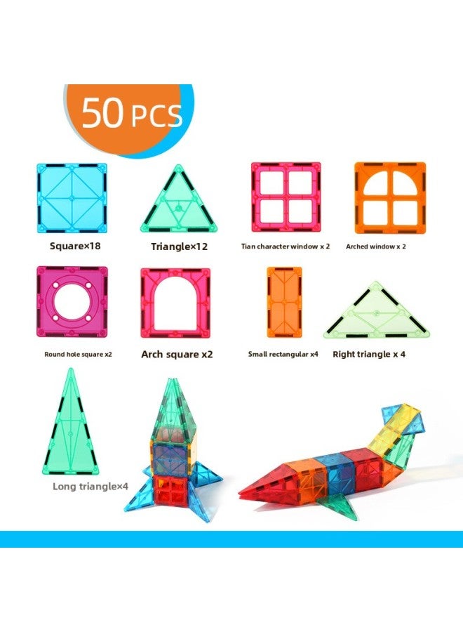 Special Color Window Magnetic Piece Building Block Set Changeable Mosaic Large Magnetic Early Education Toys A Generation Of Hair-Specifications:50-piece Color Window Set  - Image 1
