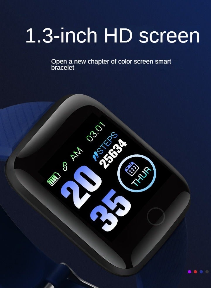 AROAQ Smart Watch, Rectangular Dial Durable Smart Wrist Watch, Usb Charging Fitness Tracker Watch With Blood Pressure Monitor Fitness Tracker Call And Message Notification, (Blue) - Image 4