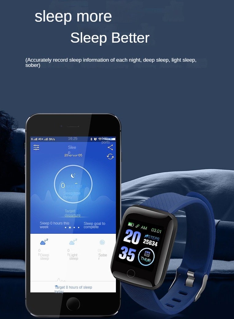 AROAQ Smart Watch, Rectangular Dial Durable Smart Wrist Watch, Usb Charging Fitness Tracker Watch With Blood Pressure Monitor Fitness Tracker Call And Message Notification, (Blue) - Image 2