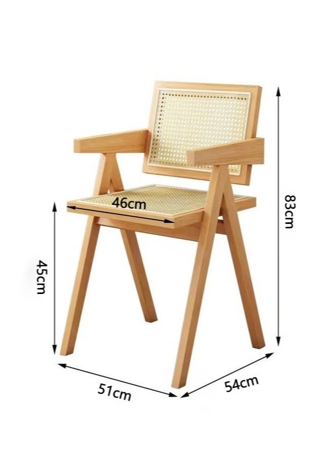 والالا طقم من كرسيين عصريين مميزين - مساند ذراع مريحة مع مقعد منجد ومسند ظهر من الخيزران | متعدد الاستخدامات لغرفة المعيشة والمكتب والحديقة (51×54×83 سم) - Image 3