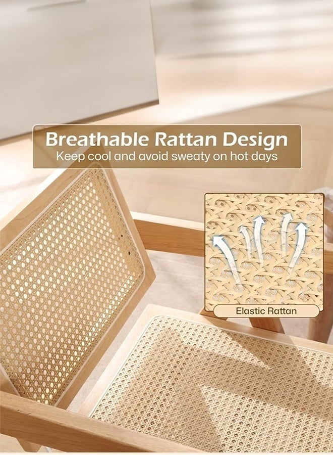 والالا طقم من كرسيين عصريين مميزين - مساند ذراع مريحة مع مقعد منجد ومسند ظهر من الخيزران | متعدد الاستخدامات لغرفة المعيشة والمكتب والحديقة (51×54×83 سم) - Image 5