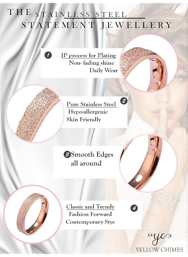 تشيميز أصفر خاتم ستاردست الوردي الذهبي الرائع المصنوع من الفولاذ المقاوم للصدأ للفتيات والنساء - Image 4