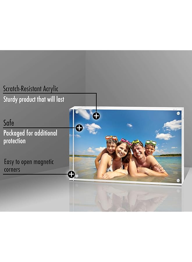 erorex 4X6 Acrylic Picture Frame Double Sided Picture Frame With Magnetic Corners Transparent Acrylic Frame For Desk Or Tabletop Display 4X6 Picture Frame With Microfiber Cloth Included - Image 4