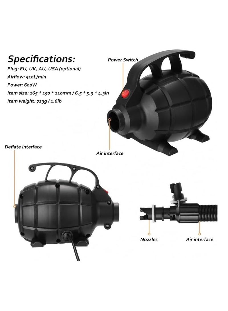 Walfront Walfront Air Pump JZ-505, 17000pa 600W High Pressure High‑Capacity Multifunction Electric Pump for Inflatables Air Mattress(American Standard (AC110-120V)), Various Pumps and  - Image 4