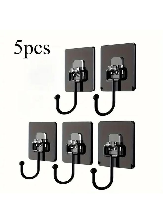 5pcs Strong Adhesive Wall Hooks No Drilling Traceless Kitchen Bathroom Organization - Image 1