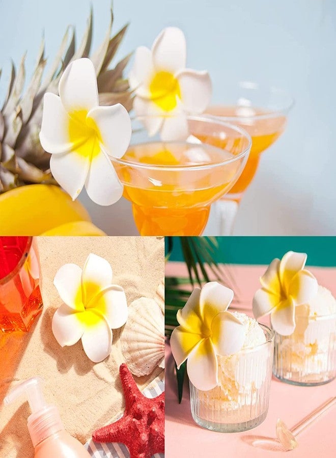 SHIVAMKRAFT 24 Pieces Artificial White Foam Hawaii Frangipani Beach Floating Flowers for Hair, Hat, Home, Pooja Room, Festival and Events, Bad Room, Wedding Party, Valentine Decoration DIY (White) - Image 5