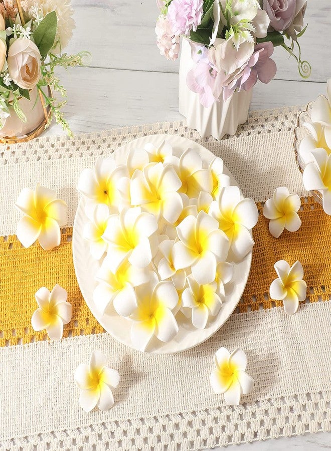 SHIVAMKRAFT 24 Pieces Artificial White Foam Hawaii Frangipani Beach Floating Flowers for Hair, Hat, Home, Pooja Room, Festival and Events, Bad Room, Wedding Party, Valentine Decoration DIY (White) - Image 2