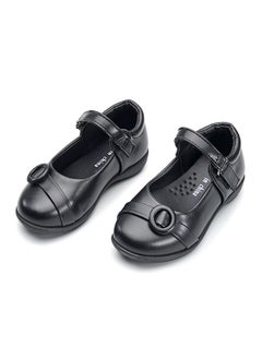 babyqlo Stylish Black Mary Jane School Shoes with Hook and Loop Closure for Girls  - Image 1