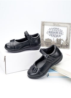 babyqlo Stylish Black Mary Jane School Shoes with Hook and Loop Closure for Girls  - Image 2