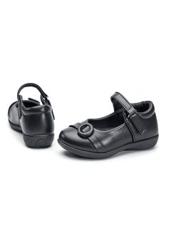 babyqlo Stylish Black Mary Jane School Shoes with Hook and Loop Closure for Girls  - Image 3