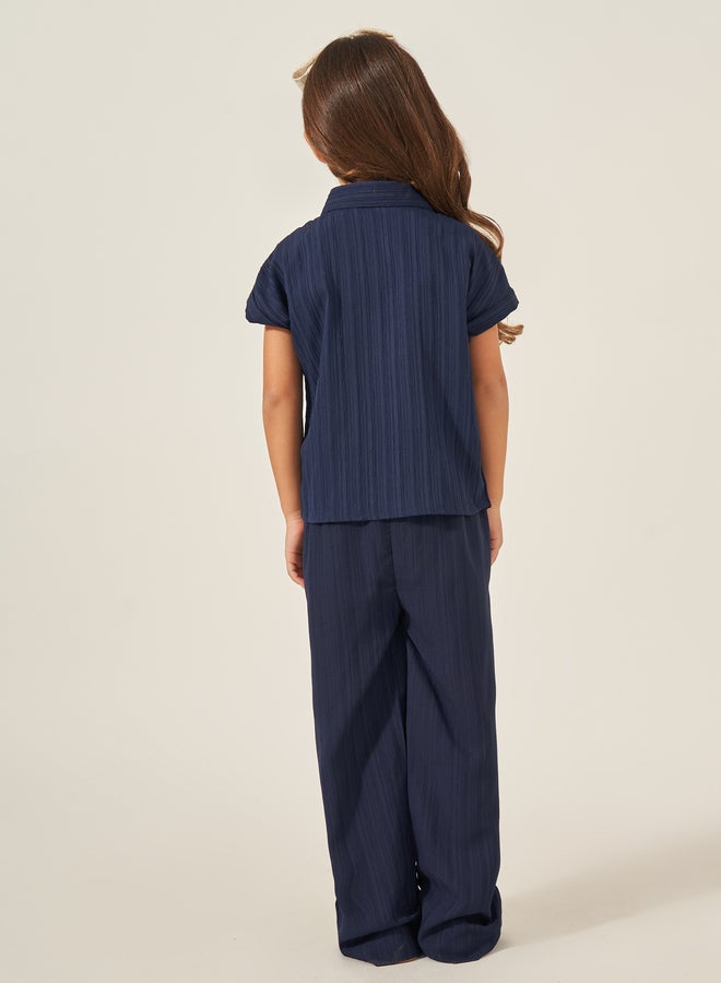 ستايلي طقم قميص وبنطلون بياقة عريضة من ستايلي - Image 5