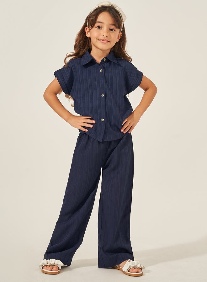 ستايلي طقم قميص وبنطلون بياقة عريضة من ستايلي - Image 1