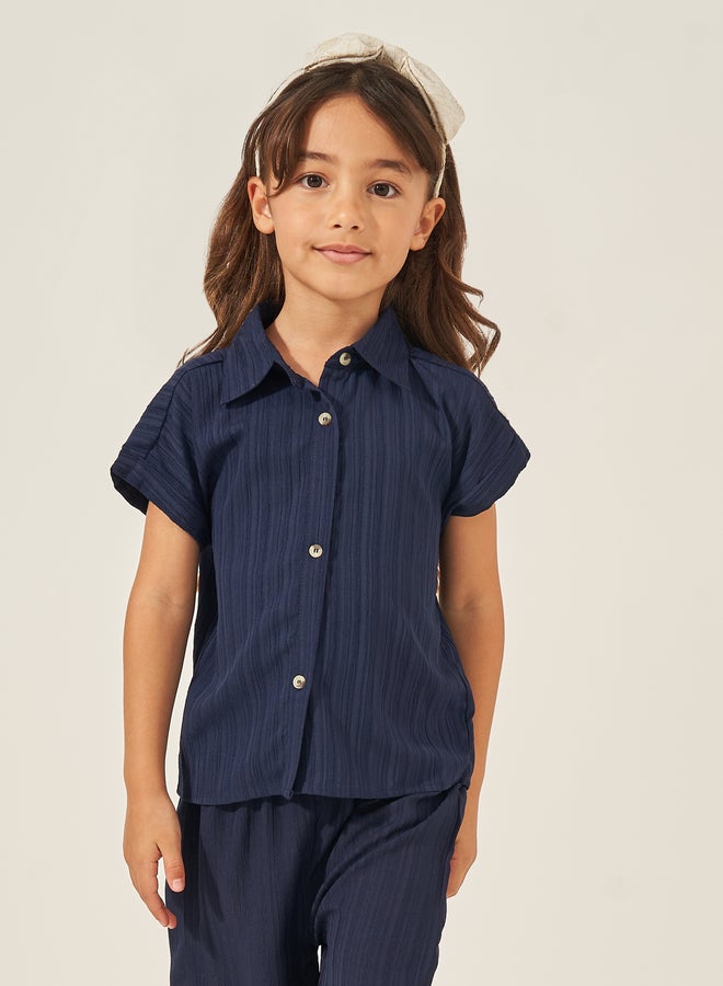 ستايلي طقم قميص وبنطلون بياقة عريضة من ستايلي - Image 2